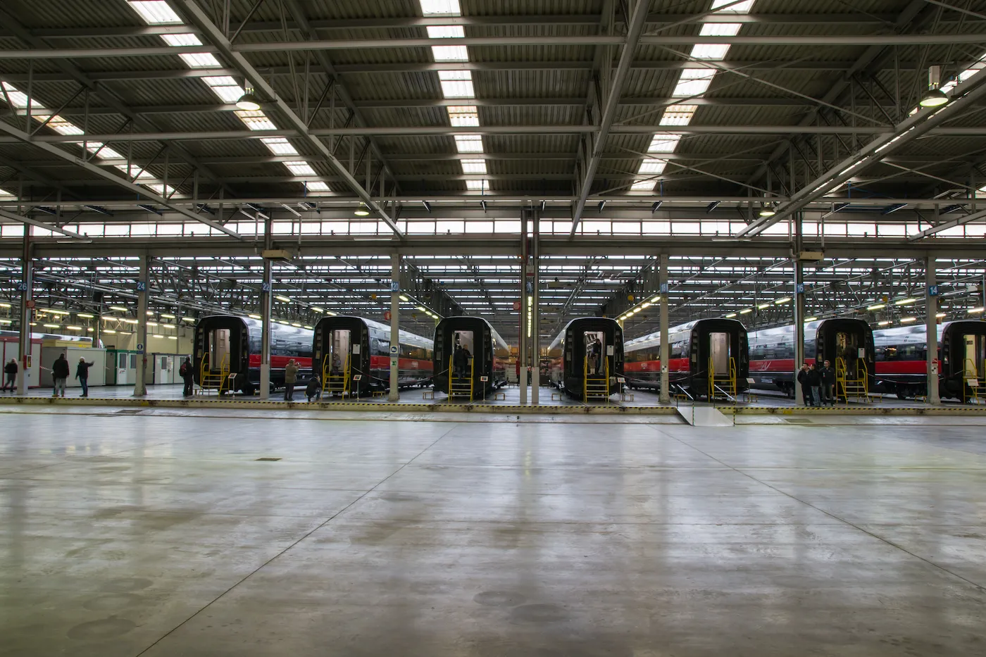 The interior of the completed train maintenance depot